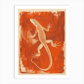 Orange Chuckwalla Lizard Block Print 3 Art Print