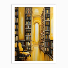 Yellow Chair In A Library Art Print