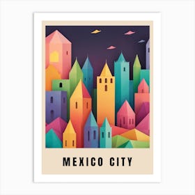 Mexico City Travel Poster Low Poly (13) Art Print