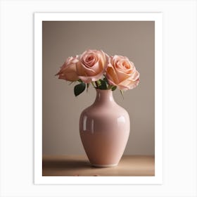 A Vase Of Pink Roses 85 Art Print