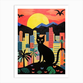 Rio De Janeiro, Brazil Skyline With A Cat 1 Art Print