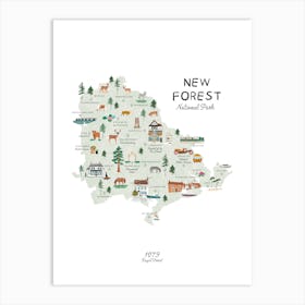 New Forest National Park Map Art Print