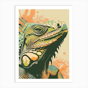 Green Galápagos Land Iguana Abstract Modern Illustration 6 Art Print