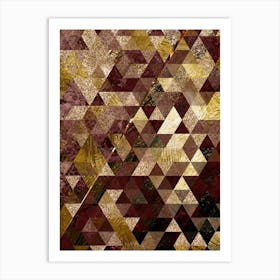 Abstract Geometric Triangle Pattern with Gold Foil n.0004 Art Print