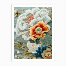 Chinese Floral Embroidery 8 Art Print