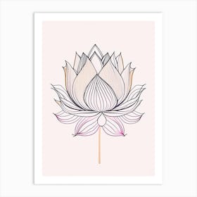 Lotus Flower Pattern Minimal Line Drawing 2 Art Print