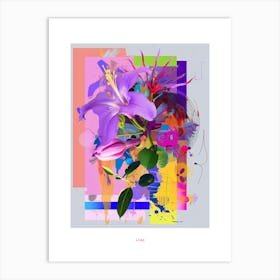 Lilac 2 Neon Flower Collage Poster Art Print