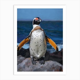 Galapagos Penguin Deception Island Colour Block Painting 1 Art Print
