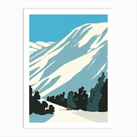 Perisher, Australia Midcentury Vintage Skiing Poster Art Print