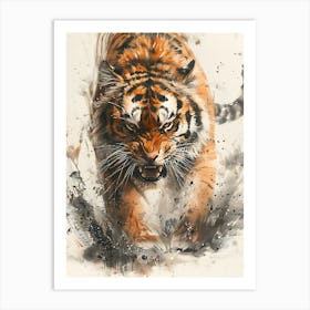 Badass Angry Tiger Ink Painting 20 Art Print