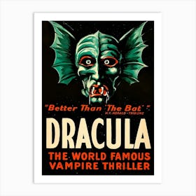 Dracula, Vampire Thriller, Movie Poster Art Print
