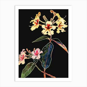 Neon Flowers On Black Lantana 2 Art Print