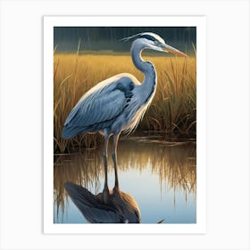 Blue Heron in Water Bird Lover Art Print