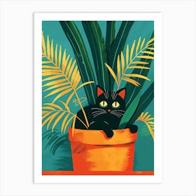 Cute Black Cat in a Plant Pot 19 Art Print