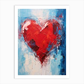 Abstract Red And Bule Heart Painting Art Print