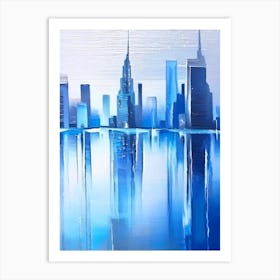 Reflections Of Cityscapes Waterscape Marble Acrylic Painting 1 Art Print