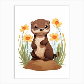 Baby Animal Illustration  Otter 3 Art Print