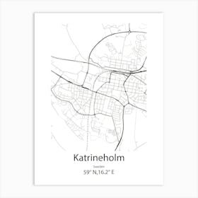 Katrineholm,Sweden Minimalist Map Art Print