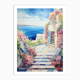 Horizon Haven: Mediterranean Hotel Terrace Print Art Print