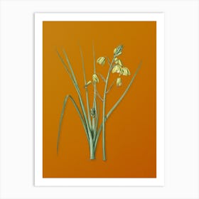 Vintage Slime Lily Botanical on Sunset Orange n.0639 Art Print