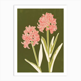 Pink & Green Hyacinth 1 Art Print