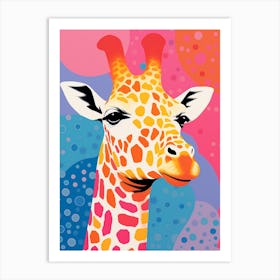 Pink Orange Giraffe Portrait Patterns 4 Art Print