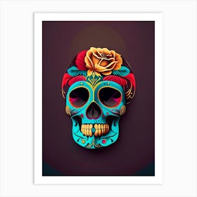 Skull With Tattoo Style Artwork 1 Primary Colours Mexican Art Print