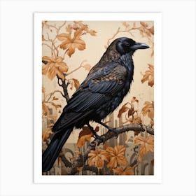 Dark And Moody Botanical Crow 1 Art Print