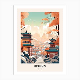 Vintage Winter Travel Poster Beijing China 4 Art Print