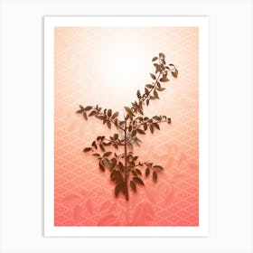 Rock Buckthorn Vintage Botanical in Peach Fuzz Hishi Diamond Pattern n.0148 Art Print
