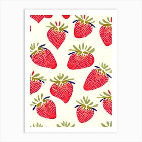 Strawberry Repeat Pattern, Fruit, Neutral Abstract 2 Art Print