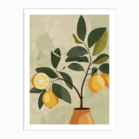 Lemon Tree Minimal Japandi Illustration 3 Art Print