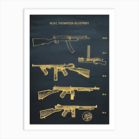 M1a1 Thompson Gun Patten Art Print