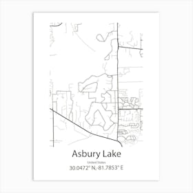 Asbury Lake,United States Minimalist Map 1 Art Print