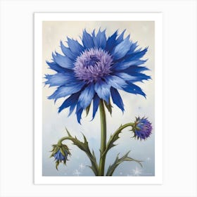 Germany Flower the Blue Cornflower Floral Art Print