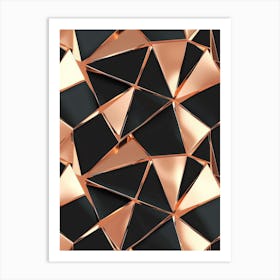 Black And Rose Gold Geometric Pattern Art Print