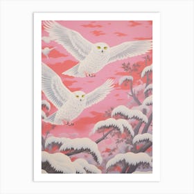 Vintage Japanese Inspired Bird Print Snowy Owl 1 Art Print