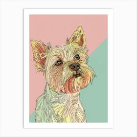 Yorkshire Terrier Dog Pastel Line Watercolour Illustration  7 Art Print