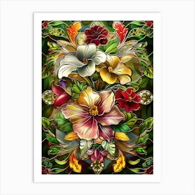 Colorful Stained Glass Flowers 6 Art Print