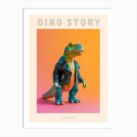 Punky Dinosaur In A Leather Jacket 1 Poster Art Print