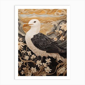 Dark And Moody Botanical Seagull Art Print