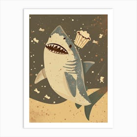 A Shark & Popcorn Muted Pastels 1 Art Print