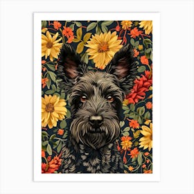 Scottish Terrier Inspired by William Morris Art Print