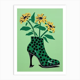 Blossom Stride: Woman's Shoe Garden Art Print