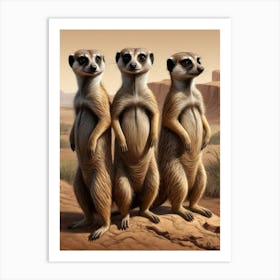 Three Meerkats Animal Lover Art Print