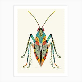 Colourful Insect Illustration Katydid 7 Art Print