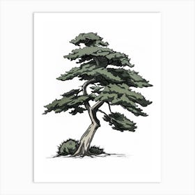 Cedar Tree Pixel Illustration 3 Art Print