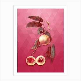 Vintage Peach Botanical in Gold on Viva Magenta 1 Art Print