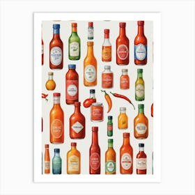 Hot Sauce Bottles Art Print