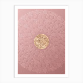 Geometric Gold Glyph on Circle Array in Pink Embossed Paper n.0132 Art Print